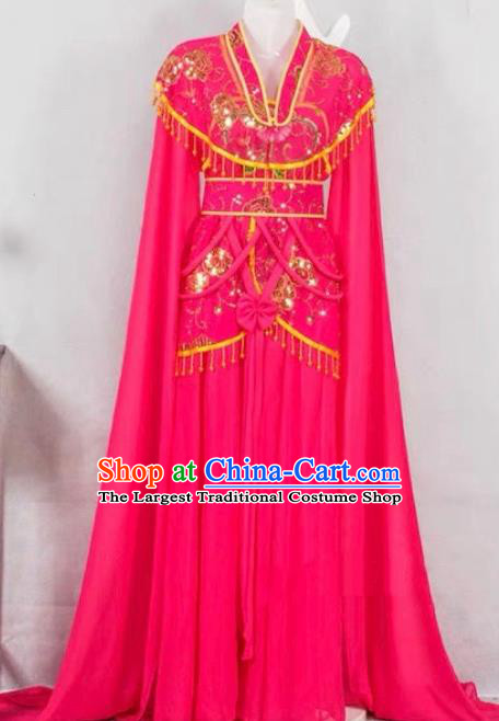 China Peking Opera Hua Tan Costume Beijing Opera Actress Rosy Water Sleeve Dress Huangmei Opera Diva Garment Ancient Fairy Clothing