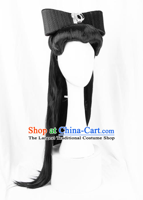 Chinese Drama Madam White Snake Bai Suzhen Hairpieces Traditional Hanfu Wigs Chignon Ancient Goddess Headdress