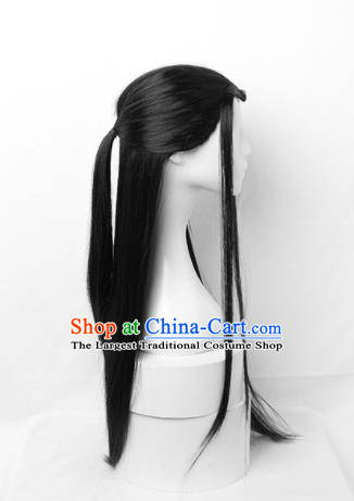 Chinese Ming Dynasty Swordsman Wigs Traditional Cosplay Childe Headdress Ancient Young Male Hairpieces
