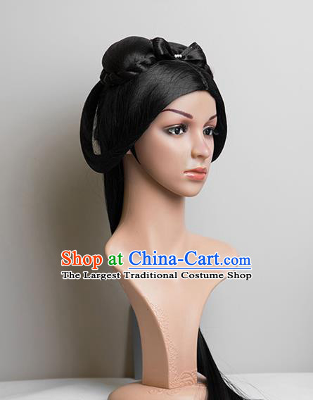 Chinese Ancient Palace Lady Headdress Song Dynasty Young Beauty Hairpieces Traditional Hanfu Cai Wei Dance Wigs Chignon