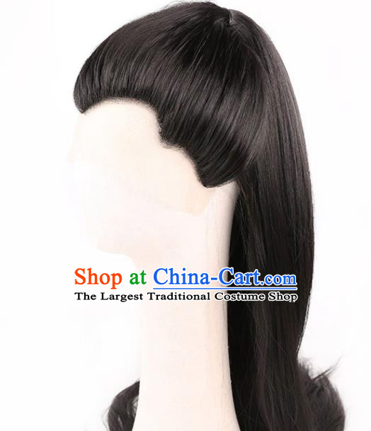 Chinese Traditional Cosplay Childe Headdress Ancient Knight Hairpieces Handmade Tang Dynasty Swordsman Front Lace Wigs