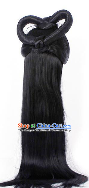 Chinese Ming Dynasty Princess Hairpieces Traditional Hanfu Dance Wigs Chignon Ancient Fairy Headdress