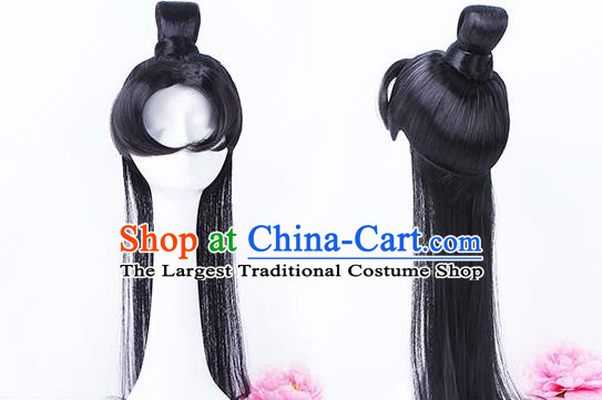 Chinese Traditional Cosplay Knight Headdress Ancient Young Swordsman Hairpieces Handmade Ming Dynasty Childe Wigs