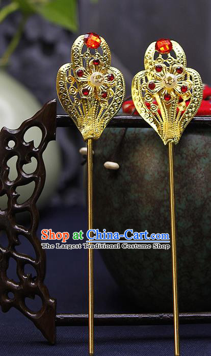 Chinese Ancient Empress Golden Hair Stick Tang Dynasty Court Woman Hairpin Traditional Hanfu Hair Accessories