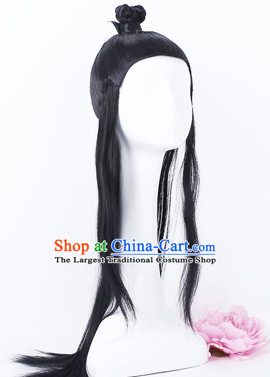 Chinese Handmade Ming Dynasty Swordsman Wigs Traditional Drama The Untamed Cosplay Wei Wuxian Headdress Ancient Young Knight Hairpieces