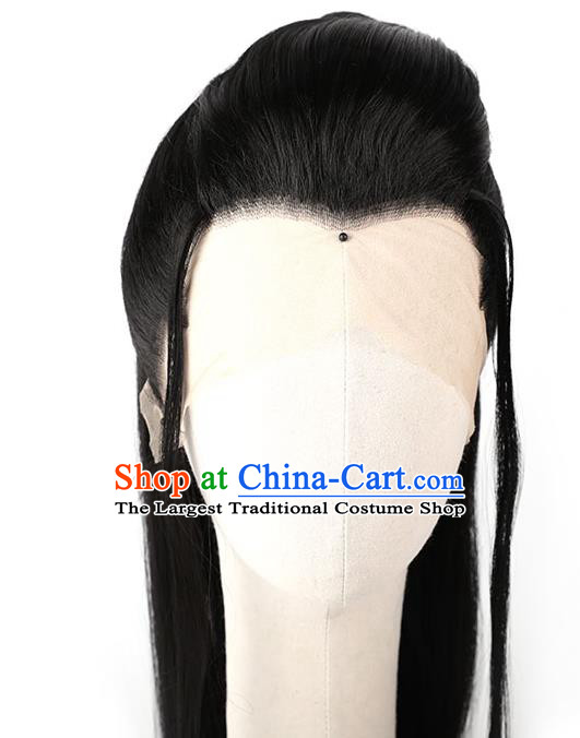 Chinese Ancient Prince Hairpieces Handmade Jin Dynasty Swordsman Wigs Traditional Drama Cosplay Young Knight Headdress