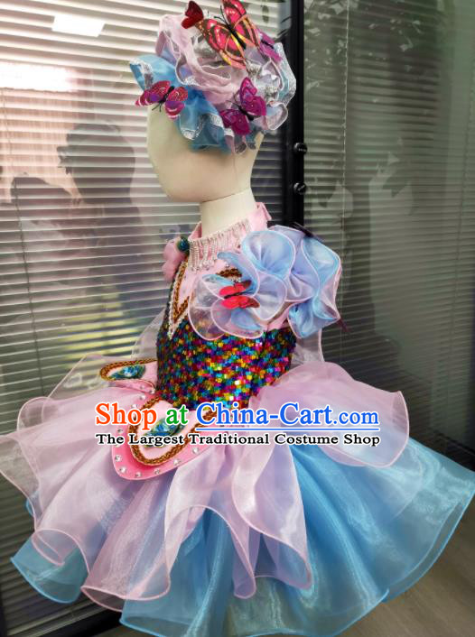 Professional Girl Catwalks Clothing Stage Performance Garment Children Modern Dance Fashion Compere Bubble Dress