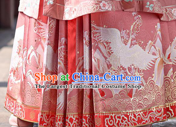 China Ming Dynasty Patrician Lady Historical Clothing Traditional Noble Mistress Pink Hanfu Dresses Ancient Young Beauty Garment Costumes