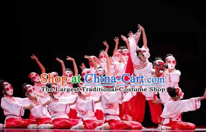 China Children Classical Dance Costumes Stage Performance Dancewear Opera Dance Clothing Facial Makeup Dance Outfits