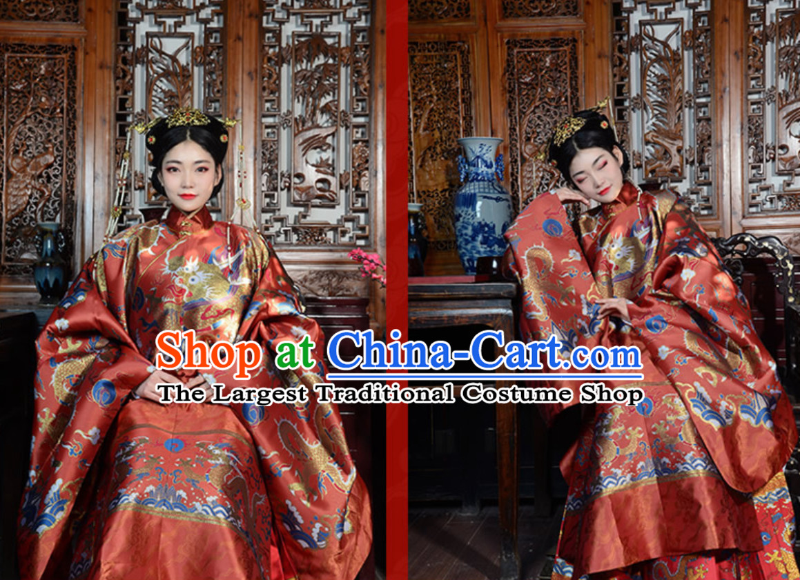 Top Chinese Ancient Imperial Queen Wedding Embroidered Garment Ming Dynasty Princess Garments for Women