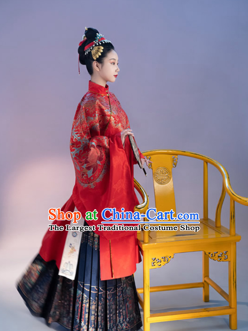 Top Chinese Ancient Imperial Queen Wedding Embroidered Garment Ming Dynasty Princess Garments for Women