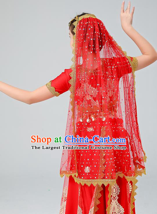 Professional Belly Dance Fashion Stage Performance Red Dress Indian Dance Costume Girl Modern Dance Clothing