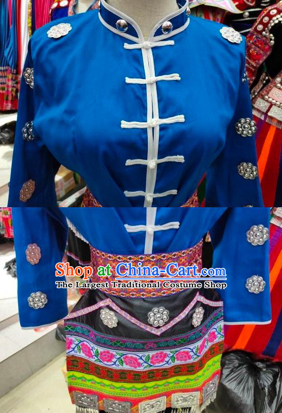 Chinese Miao Nationality Folk Dance Clothing Guizhou Ethnic Pheasant Dance Garments Hmong Minority Woman Performance Short Dress Outfits