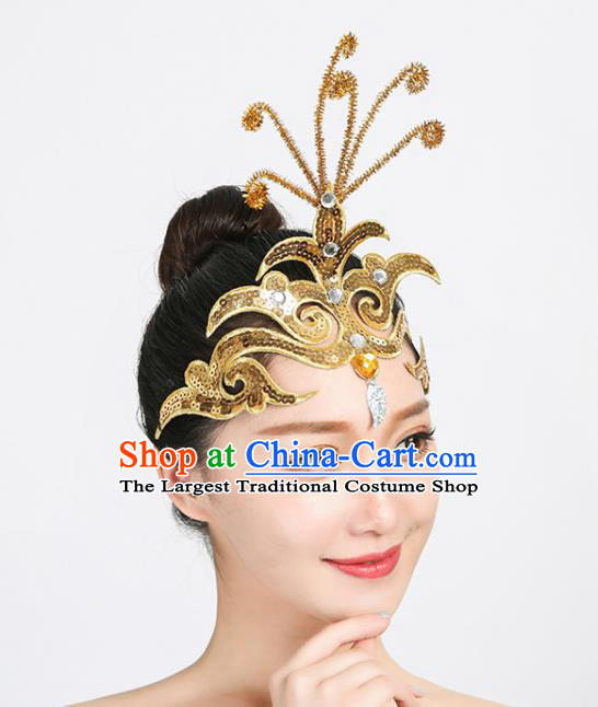 Red Classical Dance Hair Ornaments Chinese Yangko Dance Headdress