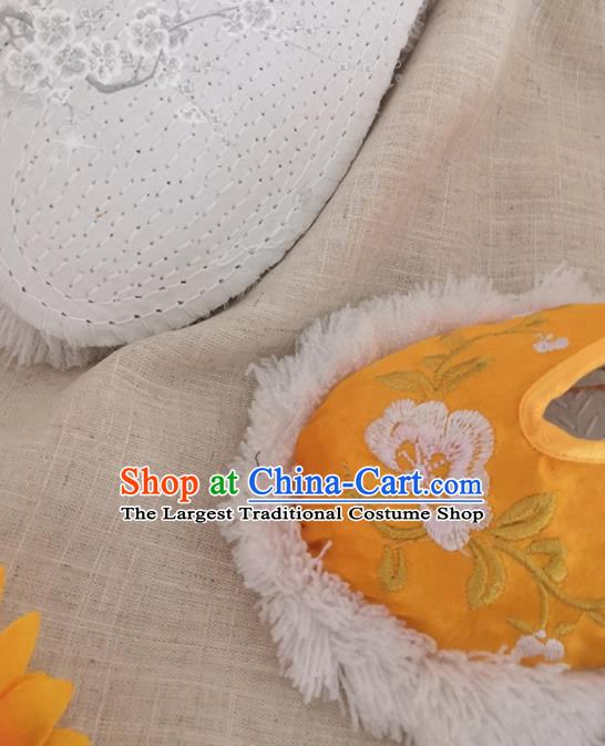 Chinese Handmade Embroidery Shoes Woman Strong Cloth Slippers National Yellow Satin Shoes