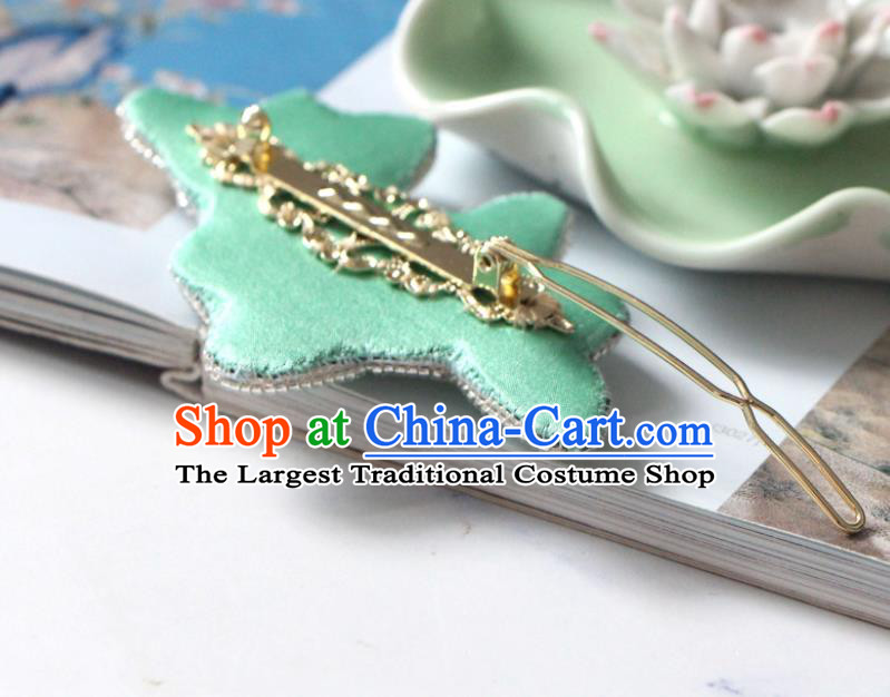 Handmade China Embroidered Light Green Mangnolia Hair Claw Classical Qipao Hair Accessories Pearls Hair Stick