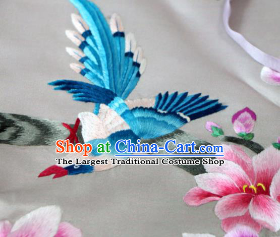 Chinese National Woman Undergarment Suzhou Embroidered Mangnolia Bellyband Traditional White Silk Stomachers