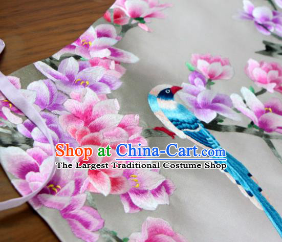 Chinese National Woman Undergarment Suzhou Embroidered Mangnolia Bellyband Traditional White Silk Stomachers