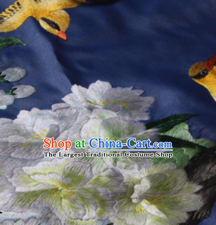 Chinese Traditional Navy Silk Stomachers National Woman Undergarment Suzhou Embroidered Pear Blossom Bellyband