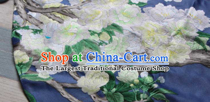 Chinese Traditional Navy Silk Stomachers National Woman Undergarment Suzhou Embroidered Pear Blossom Bellyband