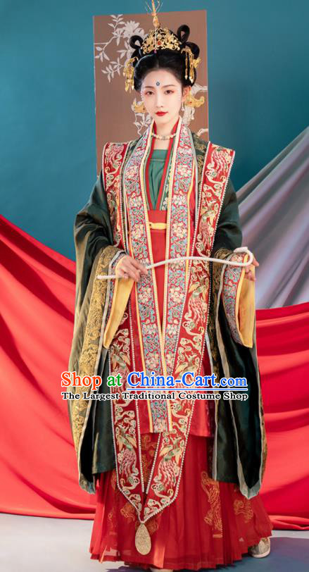 China Traditional Song Dynasty Wedding Historical Garments Clothing Ancient Empress Embroidered Hanfu Dress Costumes Complete Set