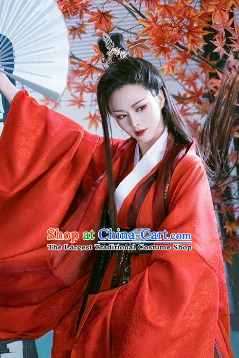 China Traditional Jin Dynasty Young Childe Historical Garment Costumes Ancient Swordsman Red Hanfu Clothing for Men