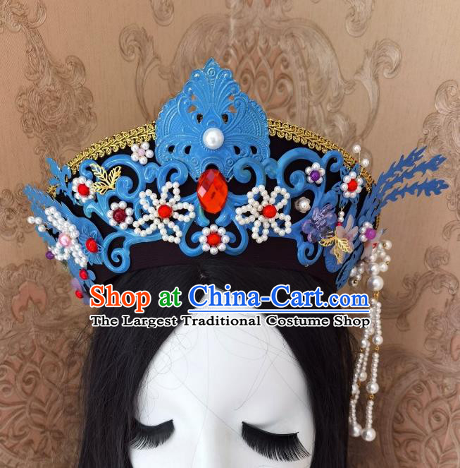 China Handmade Qing Dynasty Imperial Concubine Hair Crown Traditional Court Headdress Ancient Court Woman Hat Headwear