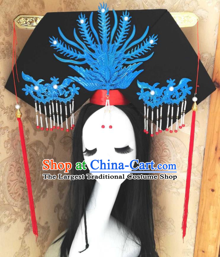 China Handmade Qing Dynasty Queen Mother Phoenix Hair Crown Traditional Princess of Pearl Court Headdress Ancient Empress Dowager Hat Headwear