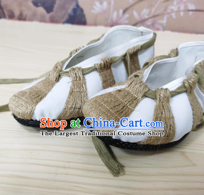 China Peking Opera Shoes Ancient Taoist Priest Shoes Beijing Opera Straw Shoes