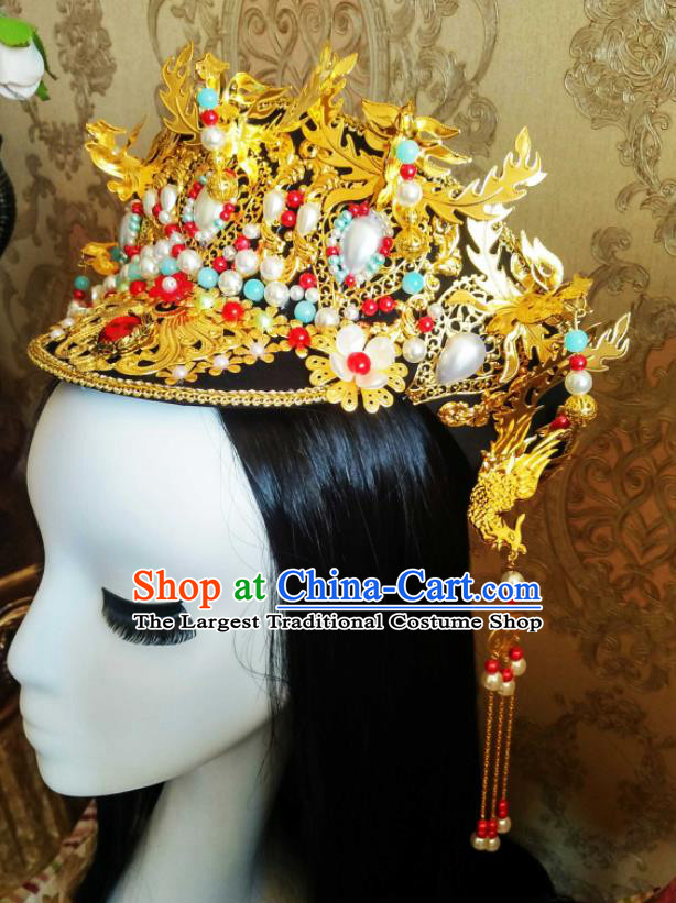China Traditional Ruyi Royal Love in the Palace Court Headwear Ancient Imperial Consort Hat Handmade Qing Dynasty Empress Hair Crown
