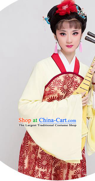 Chinese Ancient Palace Lady Red Dress Beijing Opera Diva Garment Costumes Yue Opera Court Maid Clothing