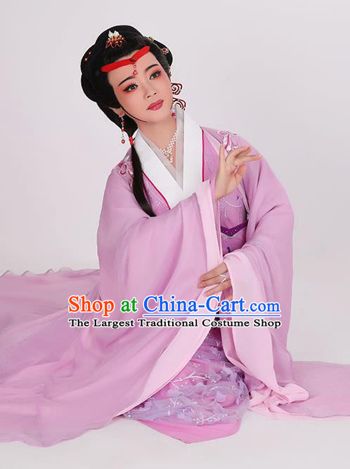 Chinese Yue Opera Actress Clothing Ancient Empress Lilac Hanfu Dress Beijing Opera Hua Tan Garment Costumes