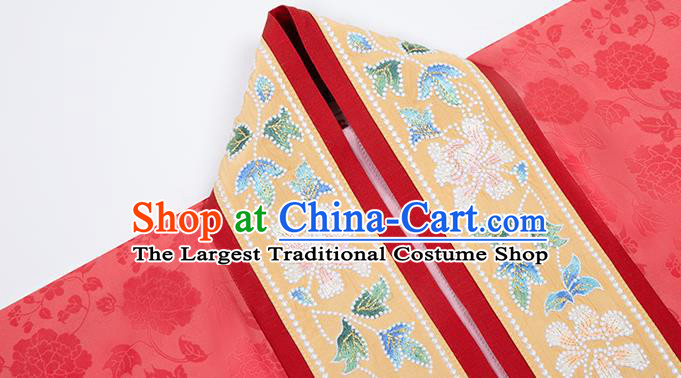 China Traditional Song Dynasty Wedding Historical Garment Costumes Ancient Court Empress Red Hanfu Dress Clothing Full Set