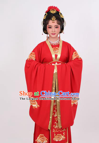 China Peking Opera Diva Clothing Ancient Empress Red Dress Huangmei Opera Court Beauty Garment Costume