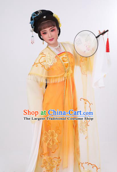 China Huangmei Opera Court Beauty Garment Costume Peking Opera Hua Tan Clothing Ancient Princess Yellow Dress