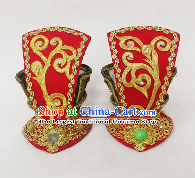 Chinese Traditional Beijing Opera Xiaosheng Hair Accessories Yue Opera Niche Headdress Opera Prince Red Hairdo Crown