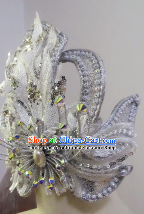 Chinese Gezi Opera Princess Hair Accessories Peking Opera Actress Argent Hair Crown Traditional Beijing Opera Hua Tan Headpiece