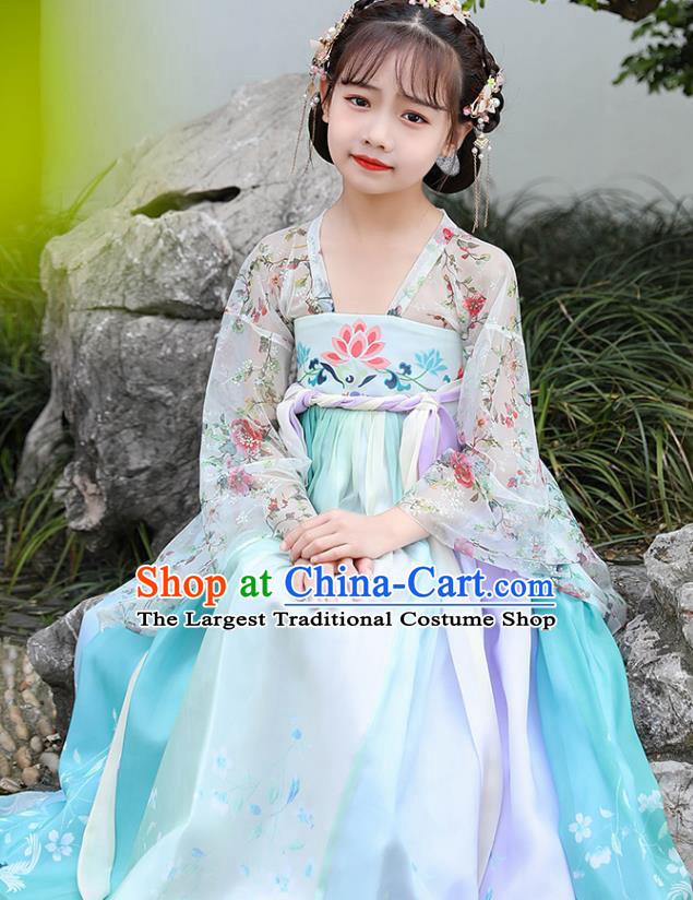 China Traditional Dance Clothing Children Hanfu Dress Ancient Girl Fairy Fashion Costumes
