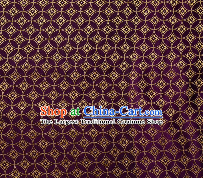 China Traditional Tang Suit Fabric Purple Copper Pattern Brocade Material Hanfu Silk Damask Jacquard Tapestry