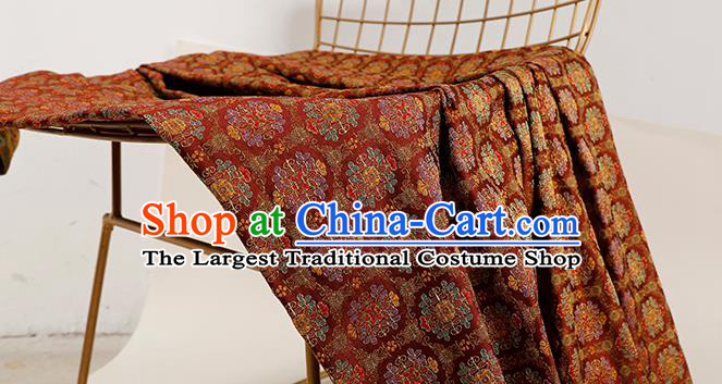 China Tang Suit Silk Damask Jacquard Textile Tapestry Traditional Hanfu Satin Fabric Classical Pattern Red Brocade Material