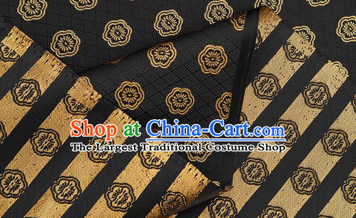 China Traditional Cheongsam Fabric Material Classical Plum Blossom Pattern Black Brocade Tang Suit Silk Damask Jacquard Tapestry