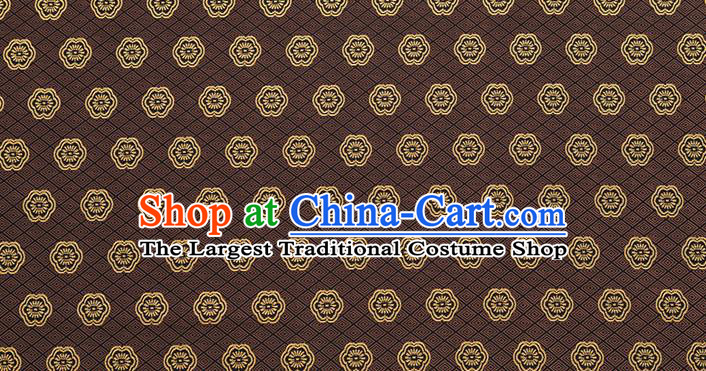 China Classical Plum Blossom Pattern Brown Brocade Tang Suit Silk Damask Jacquard Tapestry Traditional Cheongsam Fabric Material
