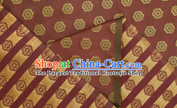 China Traditional Cheongsam Fabric Classical Plum Blossom Pattern Brownish Red Brocade Tang Suit Silk Damask Jacquard Tapestry