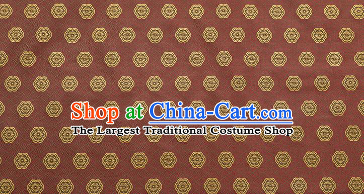 China Traditional Cheongsam Fabric Classical Plum Blossom Pattern Brownish Red Brocade Tang Suit Silk Damask Jacquard Tapestry