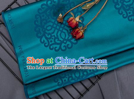 China Traditional Mongolian Robe Fabric Classical Lucky Pattern Blue Brocade Tang Suit Damask Jacquard Silk Tapestry