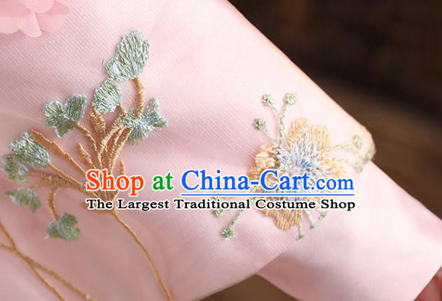 China Traditional New Year Pink Hanfu Dress Ming Dynasty Girl Clothing Children Stage Show Tang Suits