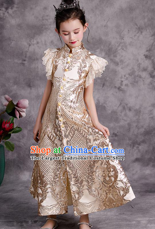 Professional Baroque Stage Show Fashion Clothing Catwalks Evening Dress Children Formal Costume Girl Compere Garment
