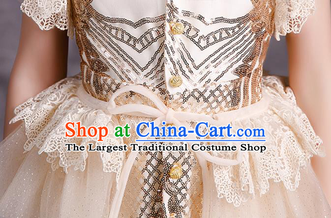 Professional Baroque Stage Show Fashion Clothing Catwalks Evening Dress Children Formal Costume Girl Compere Garment