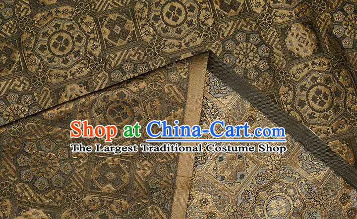 China Classical Medallion Pattern Tapestry Traditional Hanfu Dress Silk Fabric Light Brown Brocade Tang Suit Damask