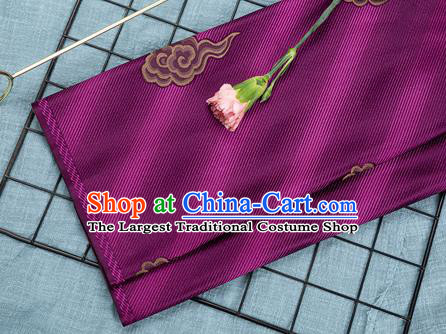 China Tang Suit Satin Damask Jacquard Cloud Pattern Tapestry Traditional Mongolian Robe Silk Fabric Purple Brocade